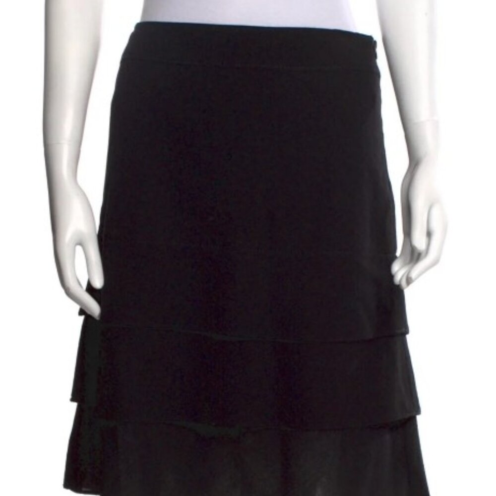Valentino Virgin Wool Tiered Knee-Length Skirt M $445